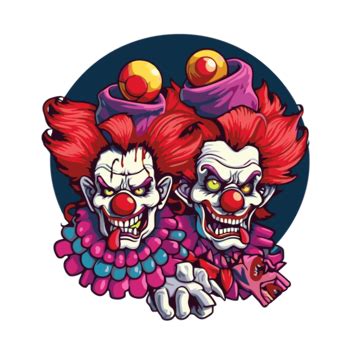 Killer Klowns From Outer Space Clipart Three Creepy Clowns With Eyes Drawn On A White Background ...