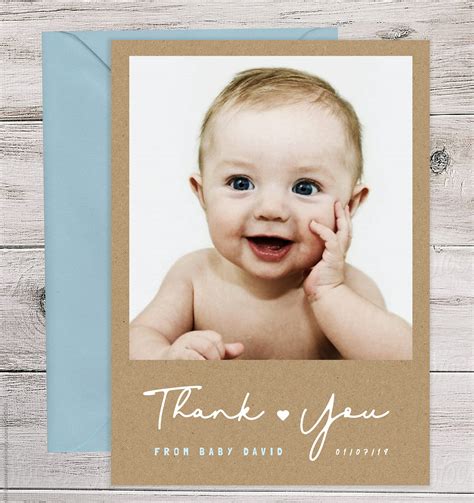 Baby thank you cards baby thank you card with photo rustic | Etsy | ベビーフォト