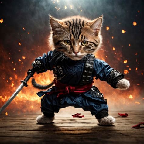 Premium AI Image | The Adventurous Quest of a Playful Ninja Cat