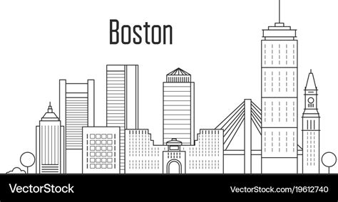 Boston city skyline - downtown cityscape Vector Image