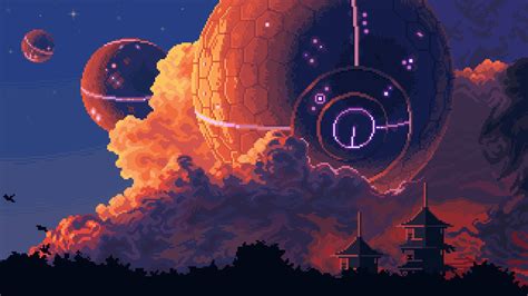 Free download Download UFOs In The Sky In Aesthetic Pixel Art Wallpaper [1920x1080] for your ...