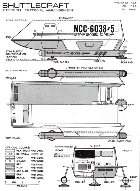 Schematic of Shuttle Craft from (TOS) U.S.S. Enterprise NCC-1701 Star Trek Bridge, Star Trek Tv ...