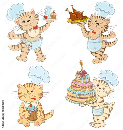 Cartoon cat chef Stock Illustration | Adobe Stock