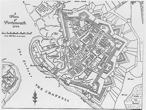 Memorials and Monuments in Old Portsmouth (Map of 1762)