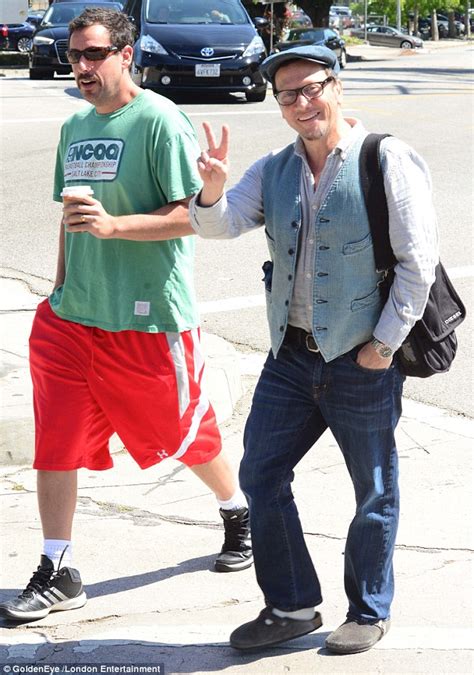 Adam Sandler dresses for the sunshine as he shares a laugh with Rob Schneider | Daily Mail Online