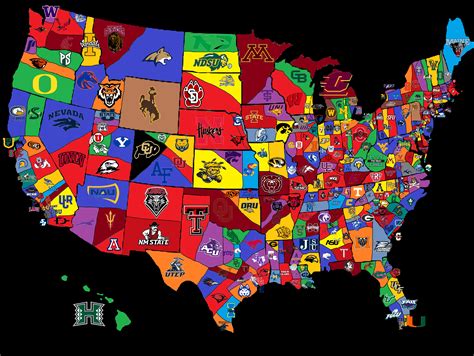 NCAA Division 1 Schools Territory Map : r/MapPorn