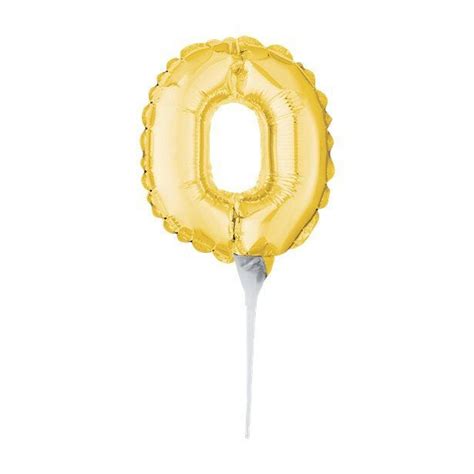 Air-Filled Gold Balloon Number 0 Cake Topper - 15cm | Party Delights