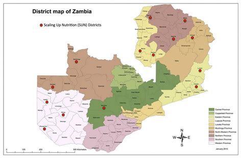 Map of Zambia districts - Zambia districts updated map (Eastern Africa ...