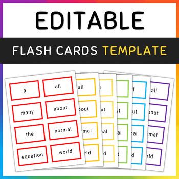 Editable Flash Cards Template, Sight Words, Word Wall Template by ...