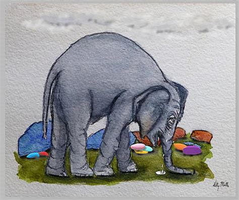 Sandy the Elephant Crying Painting by Kelly Mills - Pixels