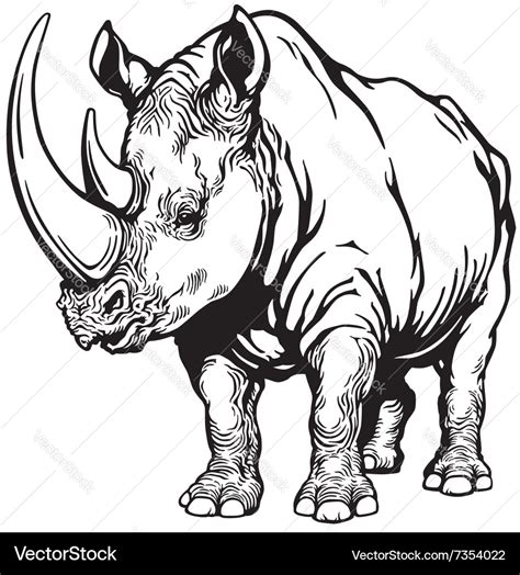 Rhino black white Royalty Free Vector Image - VectorStock