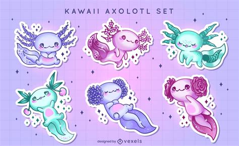 Kawaii Axolotl Stickers Set