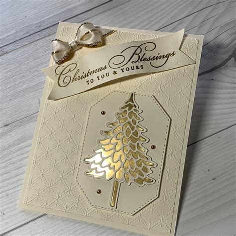 A touch of Gold Foil and the Pine Wood Dies create a stunning Christmas Card | Stamped Sophisticates