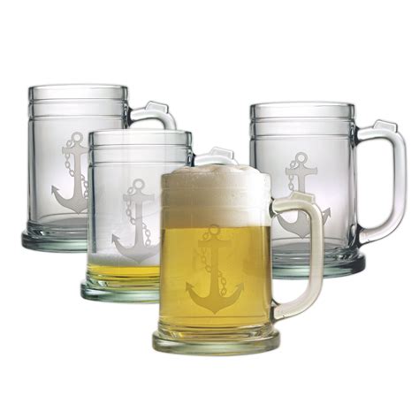 Anchor Tankard Beer Mugs - Set of 4