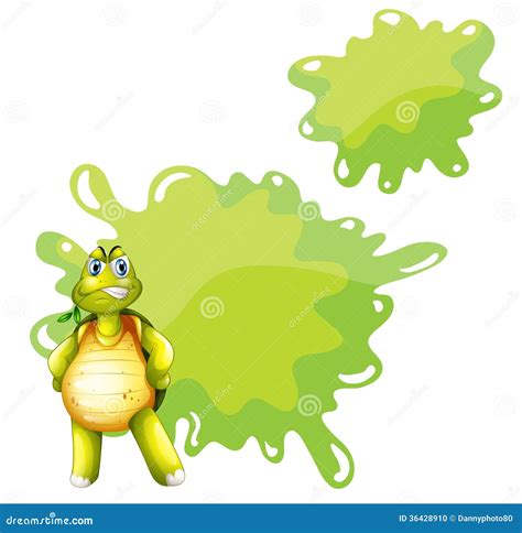 An Angry Turtle With An Empty Template At The Back Stock Photo - Image ...