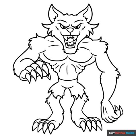 Cartoon Werewolf Coloring Page | Easy Drawing Guides