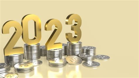 Premium Photo | The 2023 gold and coins for business concept 3d rendering