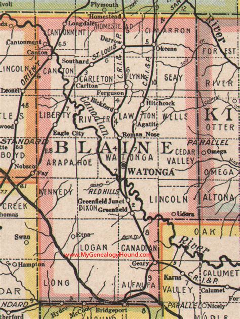 Blaine County, Oklahoma 1922 Map