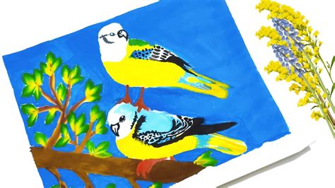 Yellow with Blue bird scenary painting//acrylic painting//varnam aayiram - YouTube