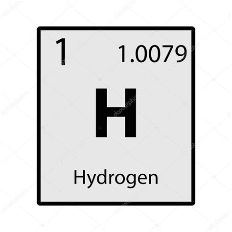 Hydrogen periodic table element gray icon on white background vector — Stock Vector ...