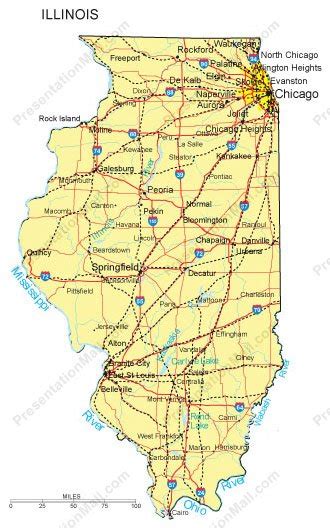 Illinois PowerPoint Map - Counties, Major Cities and Major Highways