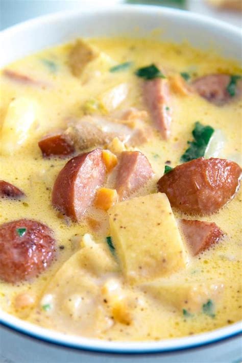 Kielbasa Potato Soup Recipe (Cheesy Sausage Soup)