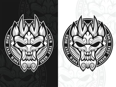 Skull head black and white vector logo 24675574 Vector Art at Vecteezy