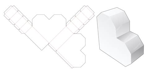 Premium Vector | Heart shaped box die cut template