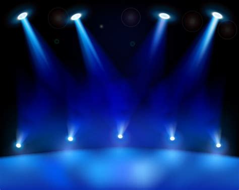 Huge detailed blue realistic stage light background contains series of ...