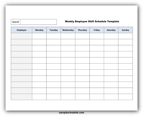 Weekly Employee Shift Schedule Template ~ MS Excel Templates