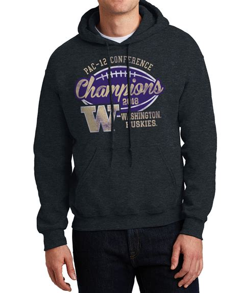 Washington Huskies Pac-12 Champs Hooded Sweatshirt 2018 Vintage Charcoal spr11209 or SP25942