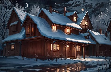 Premium AI Image | anime style a house on a dark night with the moon in ...