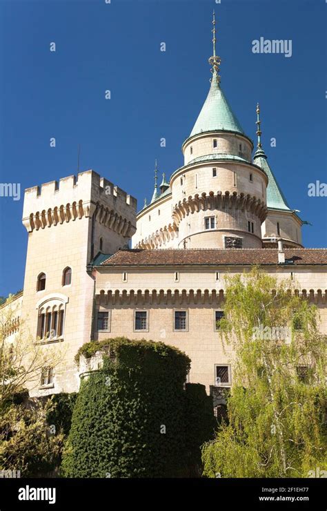 Bojnice castle near Prievidza town, springtime view, Slovakia, Europe Stock Photo - Alamy