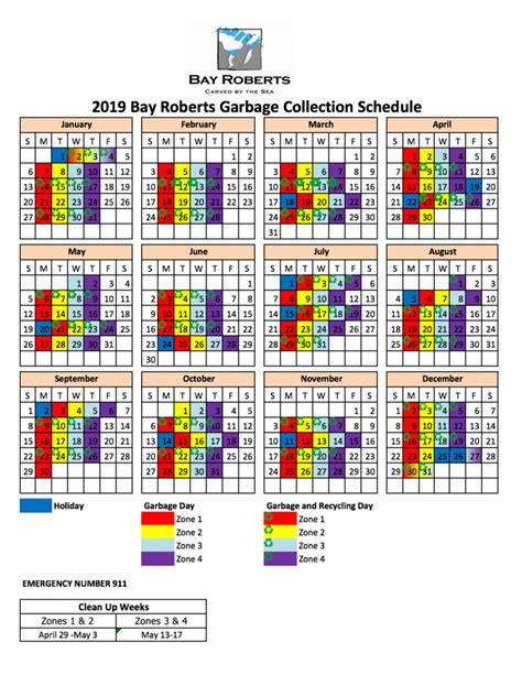 2019 Garbage Collection Schedule – Bay Roberts, Newfoundland and Labrador