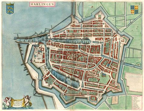 Antique map of Harlingen by Blaeu J. | Sanderus Antique Maps | Antique ...