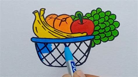 How to draw a fruit basket / How to draw fruits / drawings tutorial ...