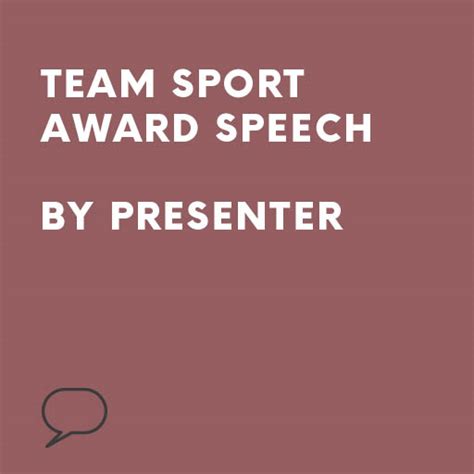 Team Sport Award Speech by Presenter – iSpeeches.com