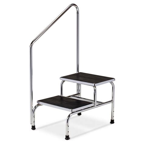 Clinton Double-Step Chrome Bariatric Step Stool with Handrail T-6850