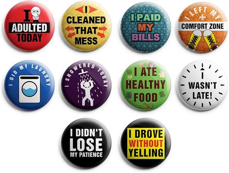 Funny Pinback Buttons – Adulting (10-Pack) – Cool Fashion Accessories Indoor Outdoor Wear – Epic ...