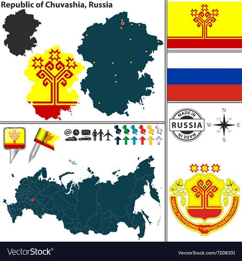 Map of republic of chuvashia Royalty Free Vector Image