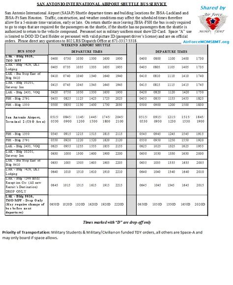 Airport Shuttle Schedule