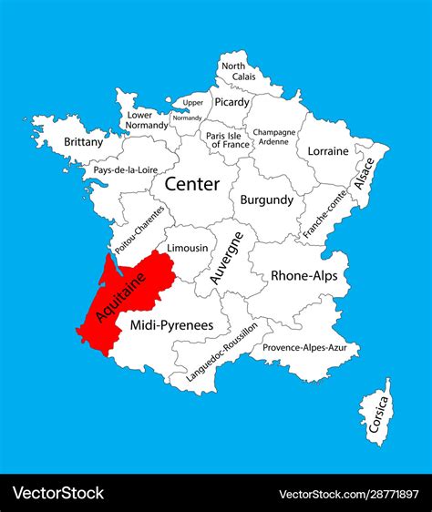 Map state aquitaine france Royalty Free Vector Image