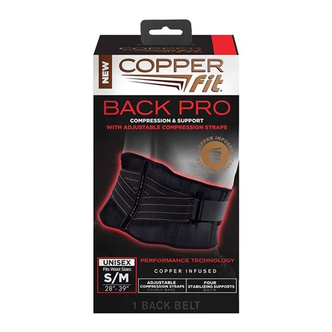 Copper Fit Back Pro, Black with Copper Trim, Small/Medium, 1 Ea