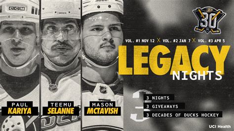 Ducks Unveil 30th Anniversary Season Legacy Nights Schedule | Anaheim Ducks