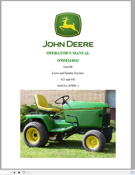 John Deere Lawn & Garden Tractor 425 445 Operators Manual_EN