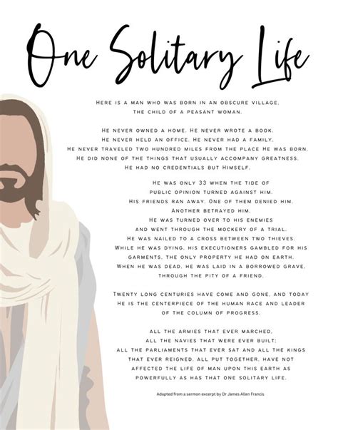 One Solitary Life Inspirational Wall Art Printable in 2022 | Writing a book, Life, Inspirational ...