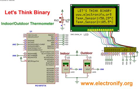 DIY Indoor/Outdoor Thermometer with PIC16F877A Microcontroller