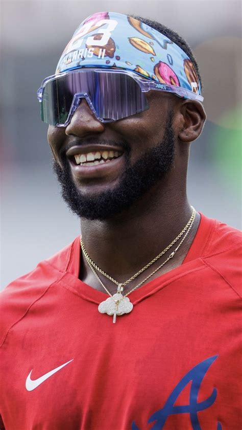 Close-up of Michael Harris II during BP, wearing one of his signature ...