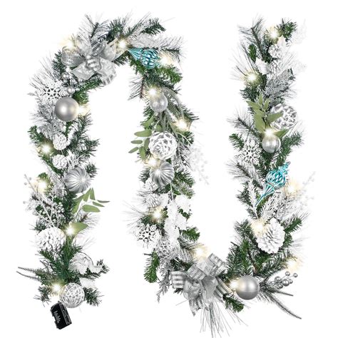 Valery Madelyn Pre-Lit 9 Feet Frozen Winter Silver White Christmas Garland for sale | Las Vegas ...