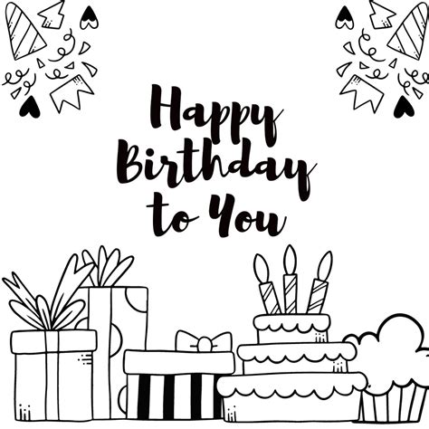 Happy Birthday Clip Art Black And White